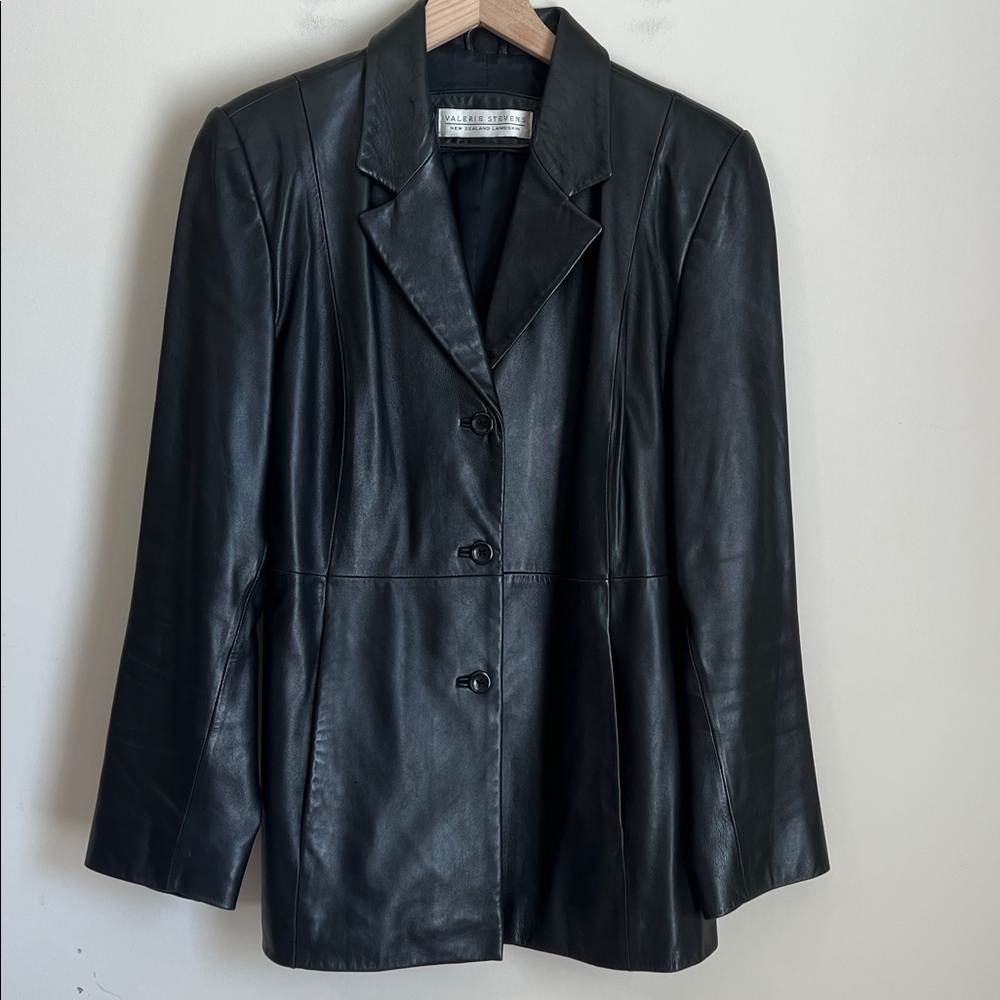 Vintage‎ Valerie Stevens Lambskin Leather Blazer Coat Womens Large New Zealand